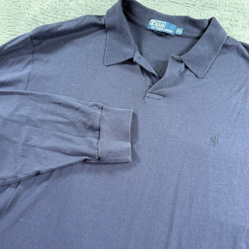 Polo Ralph Lauren Long Sleeve Polo Mens XXL Navy Blue Excellent 100% Cotton